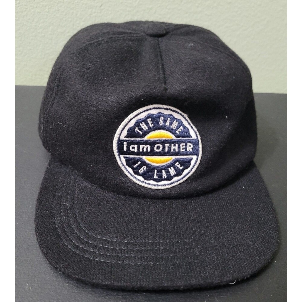 Pharrell Williams Uniqlo x I Am Other Hat Black Wool Leather Strap Hip Hop RARE